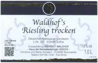 <br>Nr. 9<br>Waldhof's Riesling<br>Landwein<br>trocken