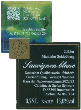 <br>Nr. 56<br>Sauvignon blanc<br>Qualitätswein<br>feinherb<br>