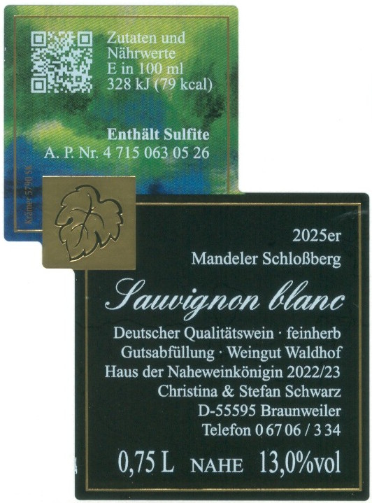 <br>Nr. 56<br>Sauvignon blanc<br>Qualitätswein<br>feinherb<br>