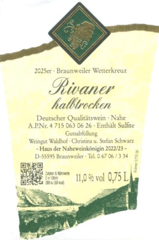<br>Nr. 57<br>Rivaner<br>Qualitätswein<br>halbtrocken