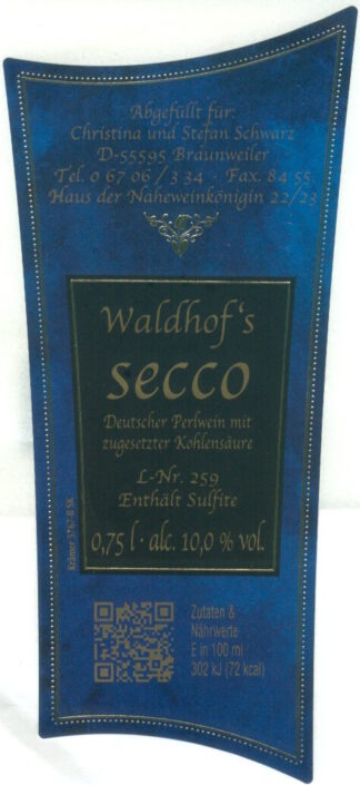 <br>Nr. 94<br>Waldhof's secco<br>fruchtiger Perlwein